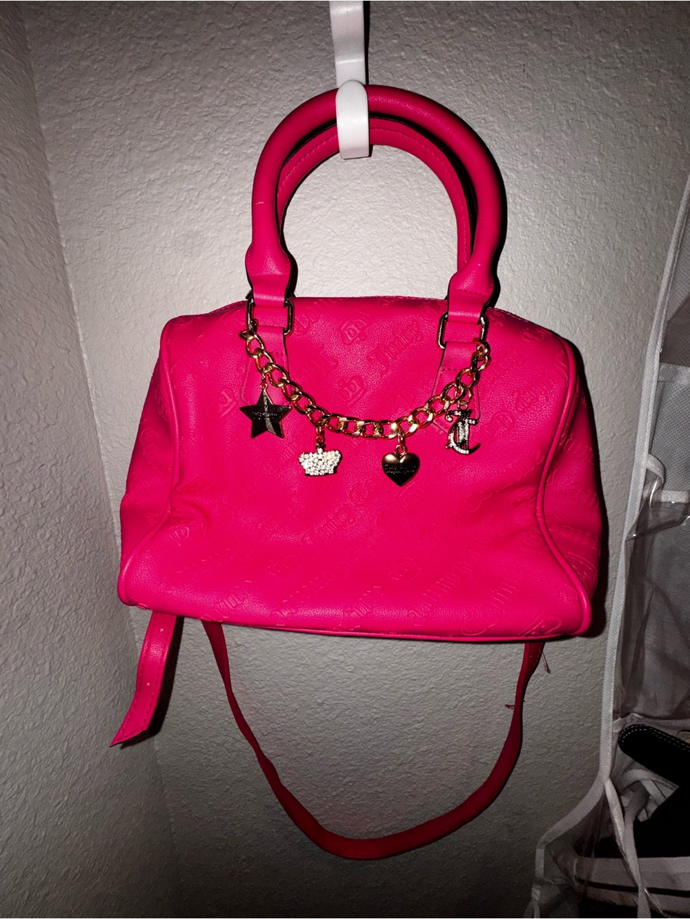 Juicy Couture Pink Crossbody Bag with Silver Hardware
